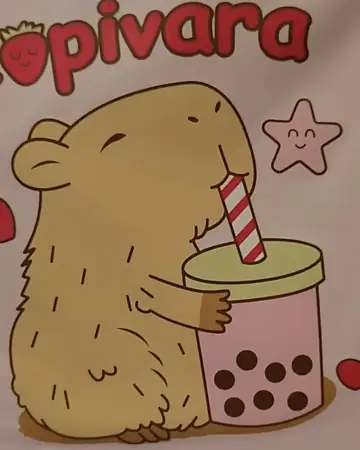 Camiseta branca estampada em DTF com o desenho de uma capivara